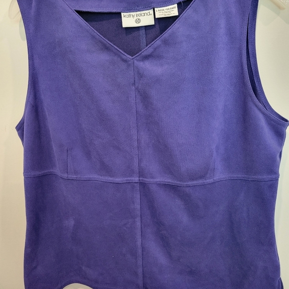 Kathy Ireland V Neck Sleeveless Tank Top Large Faux Suede Navy - Picture 5 of 6